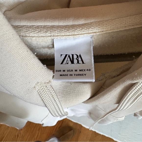 Men’s Cream Hoodie with Front Pocket - Picture 3 of 4